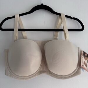 NWT ! Cacique Strapless Bra 44D Multiway Underwire Lightly Lined Convertible